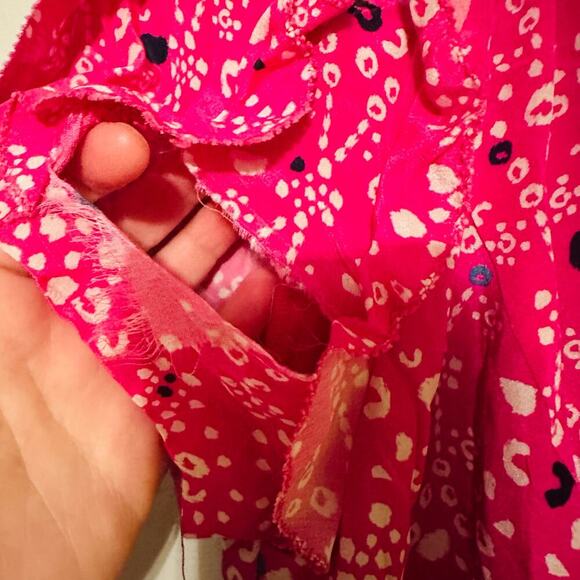 Tanya Taylor Women's Pink Silk Luciana Print Ruffle Midi Dress Size 8 - Picture 8 of 10